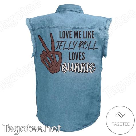 Jelly Roll Love Me Like Jelly Roll Loves Bunnie Denim Vest Sleeveless