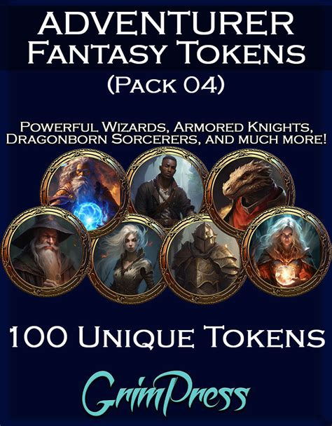 Fantasy Token Pack Adventurer 04 Grim Press Fantasy Token Packs