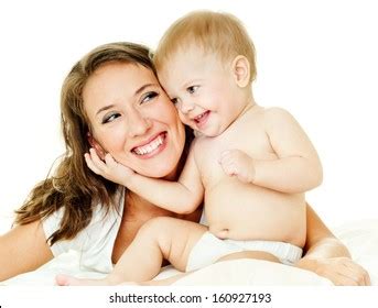 Portrait Naked Mother Holding Laughing Baby Stock Photo 1596127750 Shutterstock