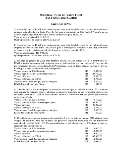 002 Exercícios Icms Pdf