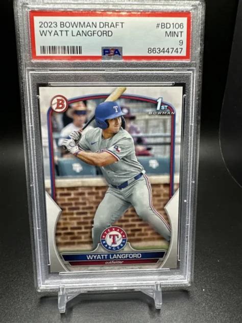 2023 1 BOWMAN DRAFT BD106 WYATT LANGFORD CROMO PSA 9 Lastra Fresca EUR