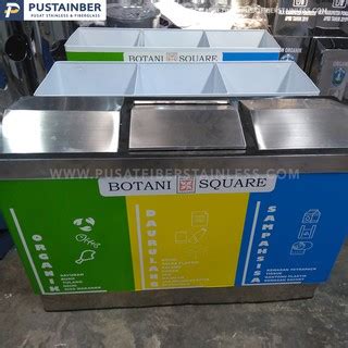 Jual Tempat Sampah Stainless Kotak 3 IN 1 Gabung Tong Sampah 3 Jenis 3