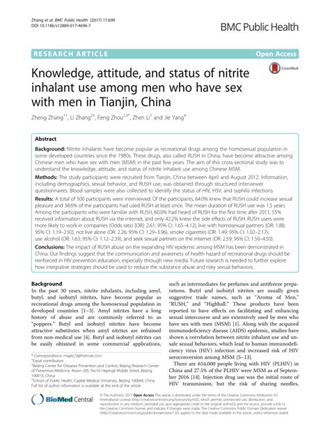 Pdf Knowledge Attitude And Status Of Nitrite Inhalant Use Among Men