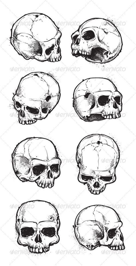 Hand Drawn Skulls Set Skull Sketch Skulls Drawing Skull Drawing