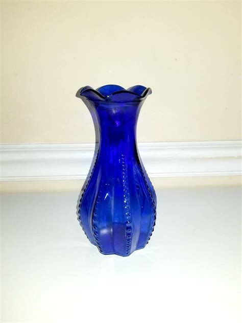 Vintage Cobalt Blue Glass Beaded Vase 1950s Etsy Me 2C4znRp