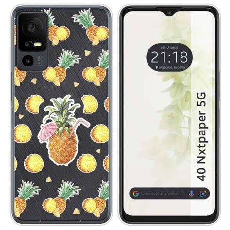 Funda Silicona Transparente Para Tcl 40 Nxtpaper 5g Diseño Piña Dibujos