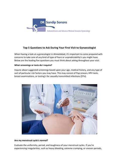 Ppt Top 5 Questions To Ask During Your First Visit To Gynaecologist Powerpoint Presentation