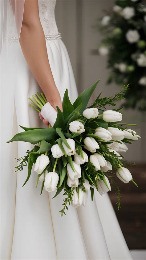 Minimalist Pure Bliss Tulip Wedding Bouquets Tulip Wedding White