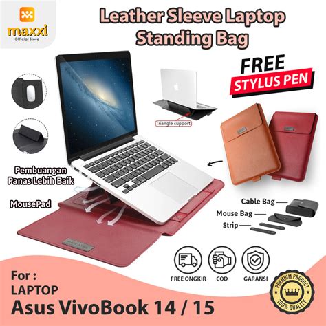 Asus Vivobook 13 14 15 Leather Bag Cover Sleeve Stand Case Tas Laptop Lazada Indonesia