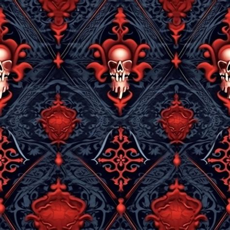 Un Primer Plano De Un Fondo De Pantalla Rojo Y Negro Con Calaveras