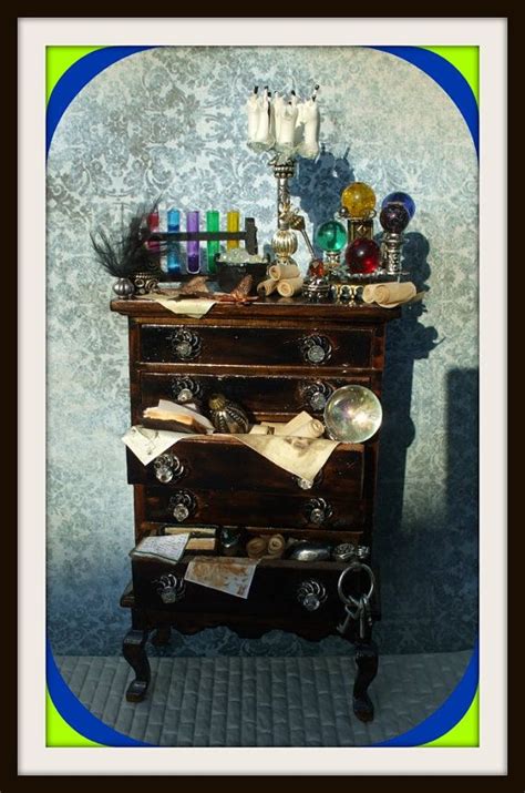 Gothic Witch Wizard Halloween Dollhouse Miniatures Cabinet Dresser