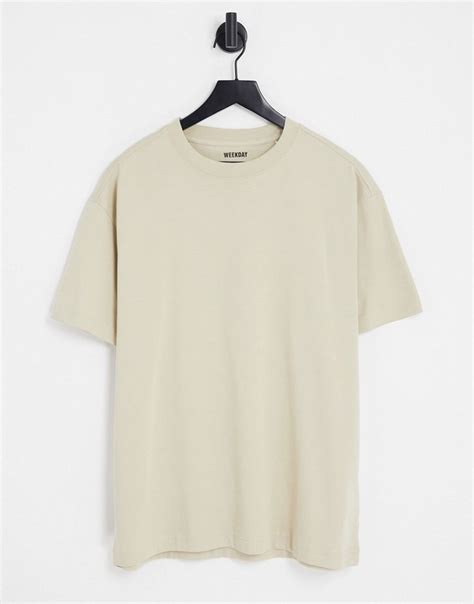 Weekday Oversized T Shirt In Beige Asos Beige T Shirts Oversized