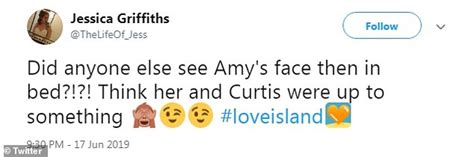 Love Island S Amy Hart Hints At Sex Act With Curtis Pritchard Daily Mail Online