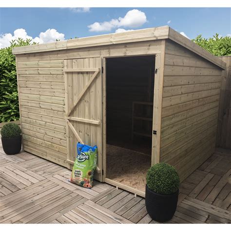 10 X 8 Windowless Pressure Treated Tongue And Groove Pent Shed With Single Door Please Select