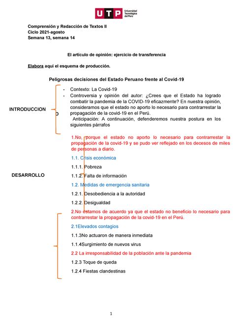 Articulo DE Opinion DE REDACCION Redaccion UTP Studocu