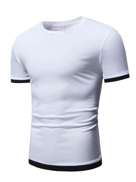 Manfinity Homme Men Contrast Trim Tee Shein Usa