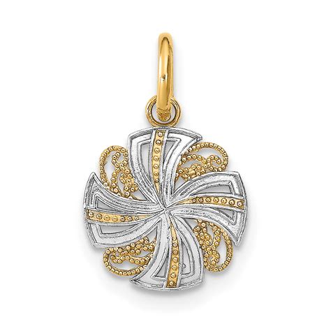 Avariah 14K Yellow Gold W Rhodium And Diamond Cut Mini Pinwheel