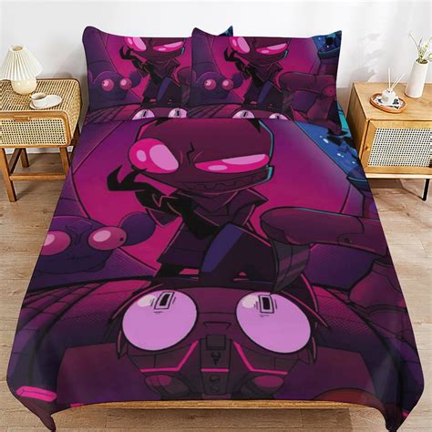 Invader Zim Duvet Cover 3 Piece Bedding Set Teen Comforter Cover Set Super Soft 3d Duvet Cover