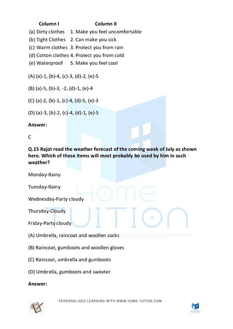 CBSE Class 4 EVS Worksheets For Chapter Clothes We Wear Free PDF