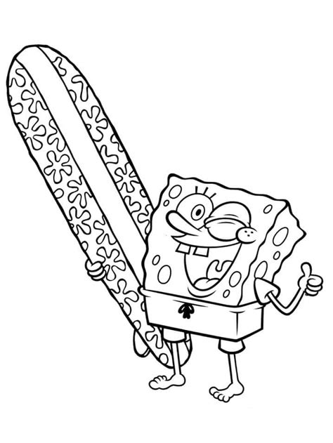 Bob Esponja Y Tabla De Surf Para Colorear Imprimir E Dibujar