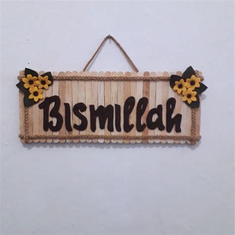 Jual Hiasan Dinding Wall Decor Bismillah Dari Stik Eskrim Dan Kain