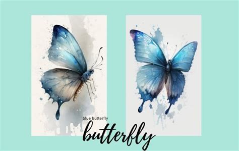 Water Color Blue Butterfly Graphic By Lightcameraactionschool