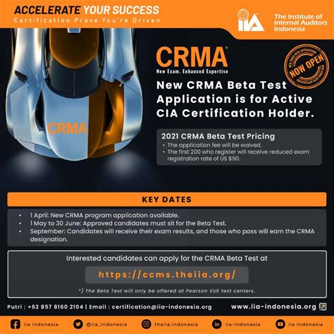 Updated Crma Program Launch Dates And 2021 Crma Beta Test Iia Indonesia