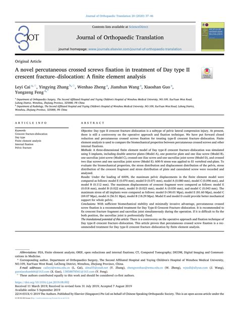 Pdf A Novel Percutaneous Crossed Screws Fixation In Treatment Of Day