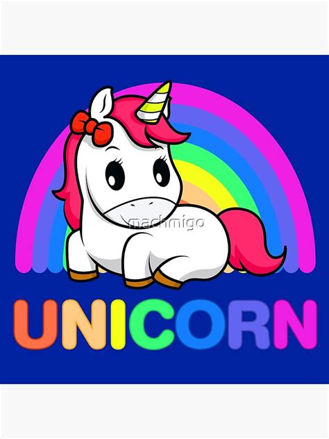 Kawaii Rainbow Unicorn Poster For Sale By Machmigo Redbubble