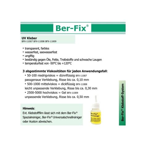 Ber Fix UV Kleber Gel 10g Für Glas und Metall 15 00