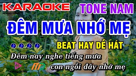 Đêm Mưa Nhớ Mẹ Karaoke Tone Nam Beat Hay Dễ Hát Beat Mới Beat Chất