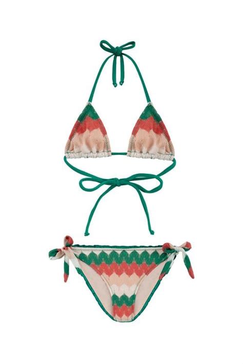 Kız Çocuk Renkli Triko Üçgen Bikini Takım