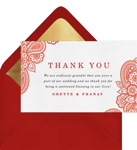 Cascading Paisley Thank You Notes In Pink Greenvelope