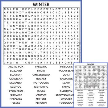 Winter Word Search By Jennifer Olson Educational Resources Tpt