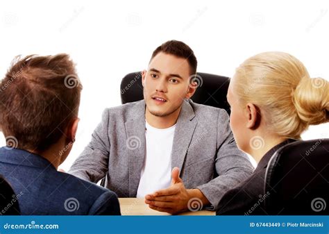 Business Meeting Three People Sitting And Talking Stock Image Image