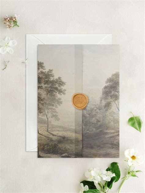 Misty Morning Vellum Wrap Neutral Vintage Country Landscape