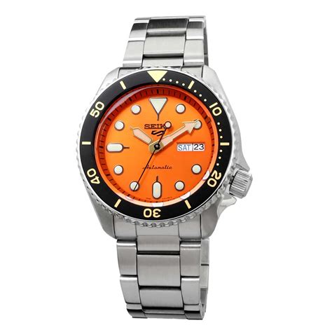 Seiko Sports Srpd K Automatic Jewels Orange Dial Stainless Steel