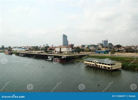 Phnom Penh and Mekong River Cityscape Stock Image - Image of city, life ...