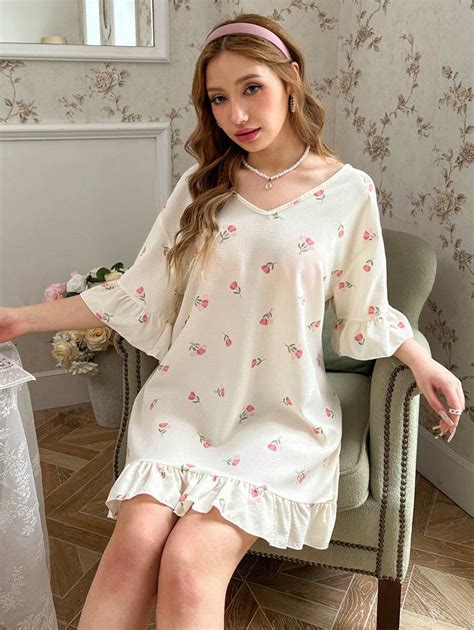 Shein Cottageslumber Camis N De Pijama Con Estampado Floral Manga