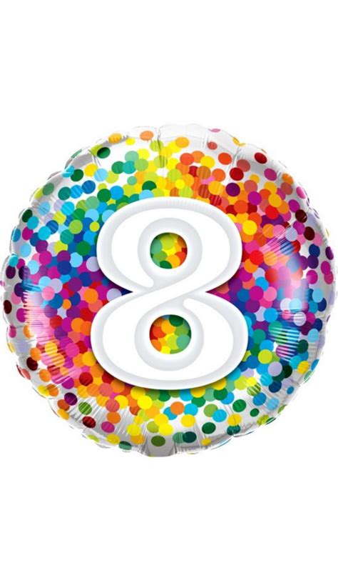 Number Eight Confetti Foil Balloon The Partys Here