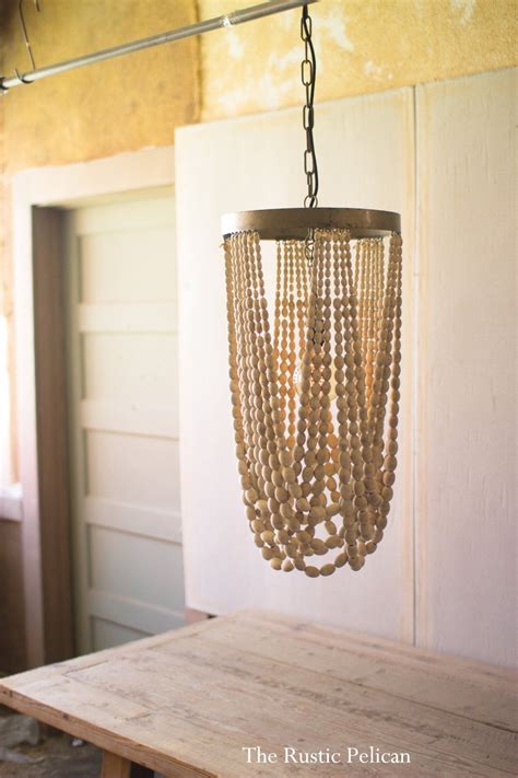 Wooden Beaded Chandelier Boho Farmhouse Home Decor Rustic Pendant