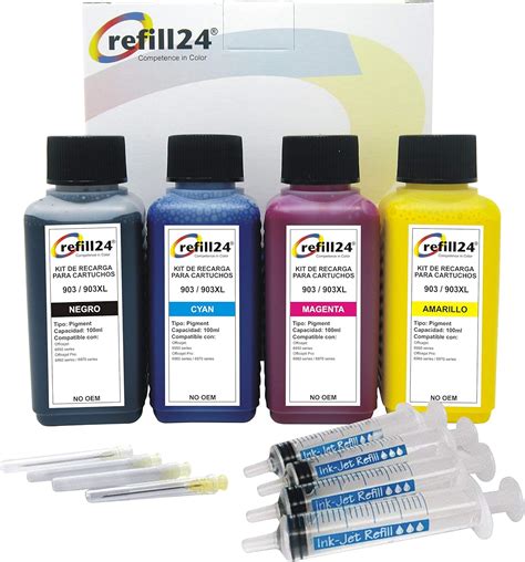 Refill24 Kit De Recarga Compatible Para Cartuchos De Tinta HP 903XL