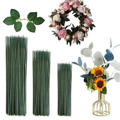 50Pcs Plastic Floral Stem Plant Stub Wire Green Florist Wires Plastic