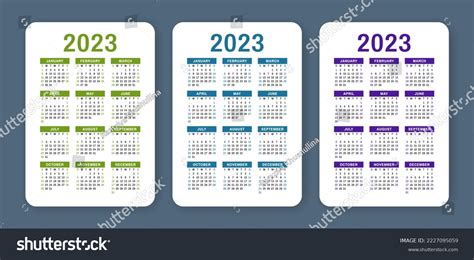 Calendar 2023 Year English Vector Set Stock Vector (Royalty Free ...