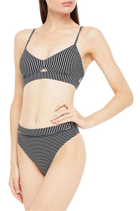 Seafolly Go Overboard Cutout Striped Ribbed Bikini Top The Outnet