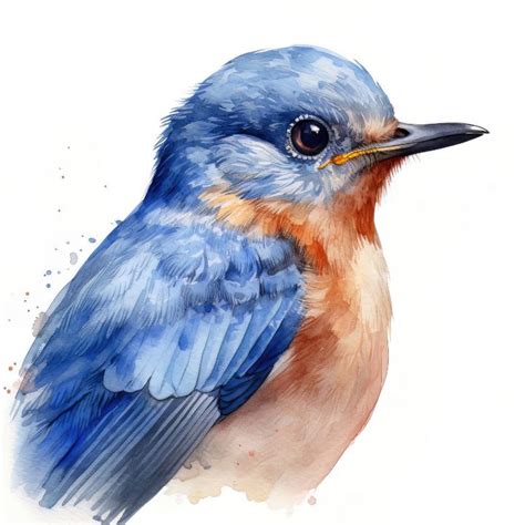 Bluebird Bird Portrait Watercolor Frank Digital Art Ai