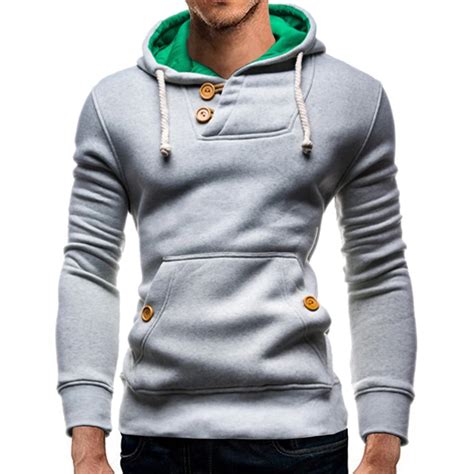 Brand 2018 Hoodie Solid Color Button Hoodies Men Fashion Tracksuit Male