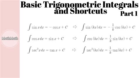 Calculus How To Basic Trigonometric Integrals And Shortcuts Part 1