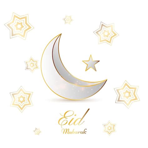 Premium Vector Golden Eid Festival Moon Background With Star Pattern