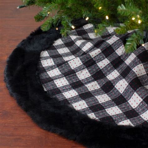 Northlight 48 Black And White Buffalo Plaid Christmas Tree Skirt 1